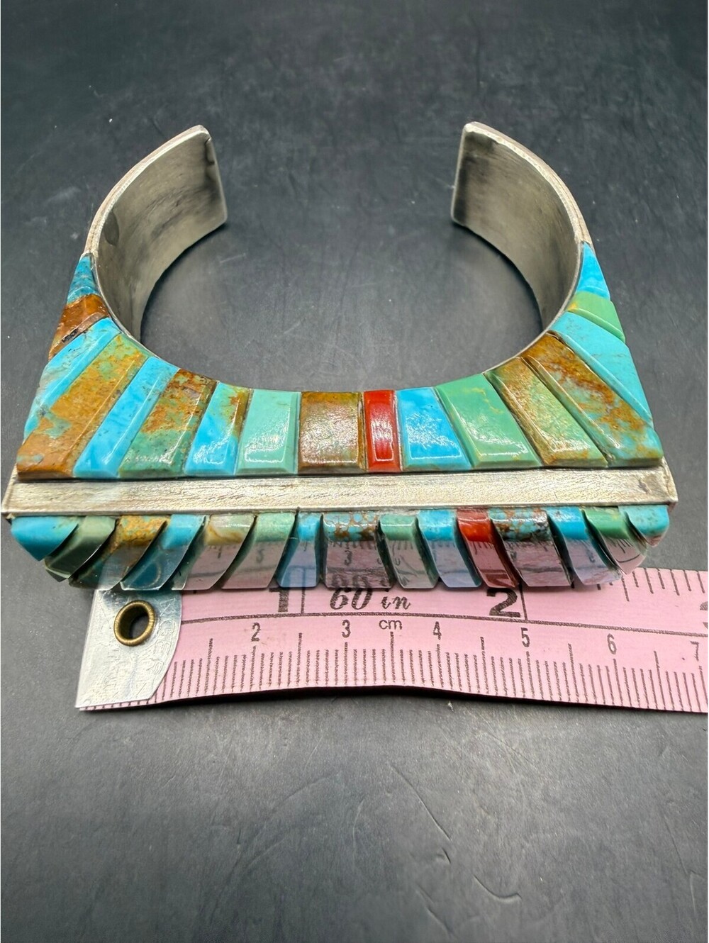 Wilson Dawes Navajo Turquoise Cobblestone Sterling Silver Cuff WD 88 grams - Picture 4 of 10